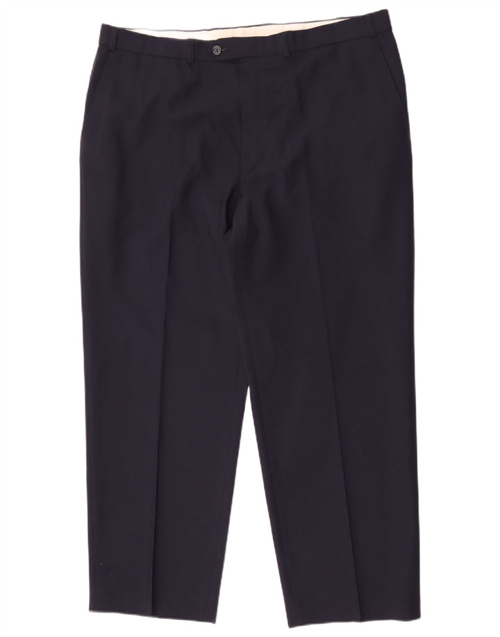 Marks & Spencer Mens Tapered Suit Trousers W40 L29 Navy Blue Polyester