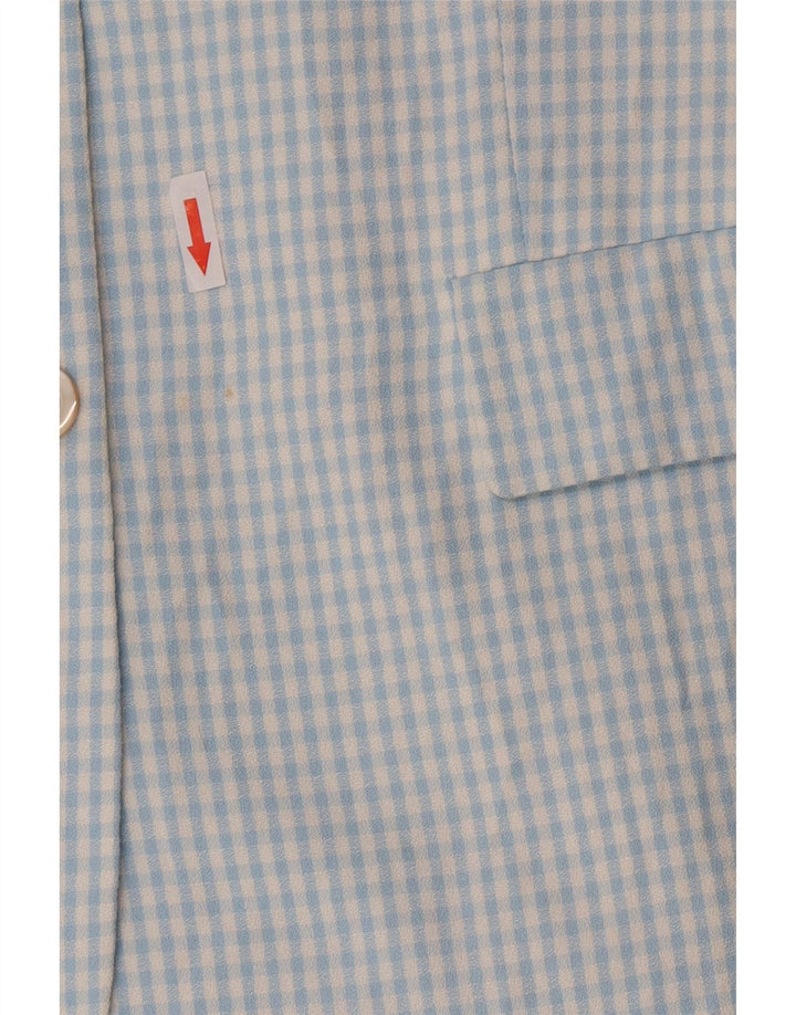 Vintage Womens 3 Button 2 Piece Set IT 46 Large Blue Gingham Viscose