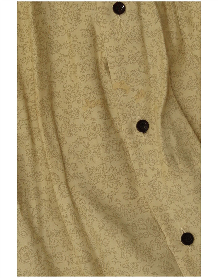 Mac Fashion Mens Short Sleeve Loose Fit Shirt Small Beige Floral Viscose