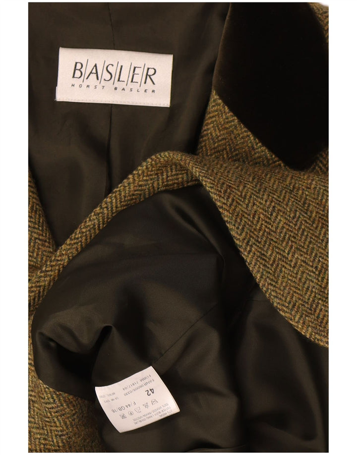 Basler Womens 3 Button Blazer Jacket UK 16 Large Green Herringbone Classic