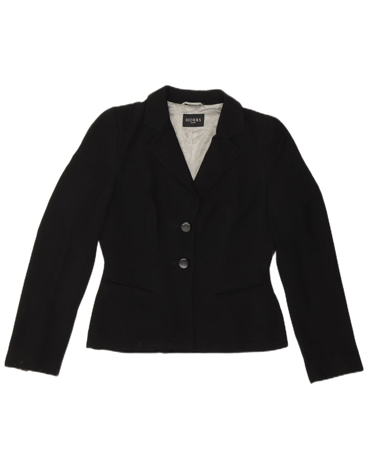 Hobbs Womens 2 Button Blazer Jacket UK 12 Medium Black Polyester