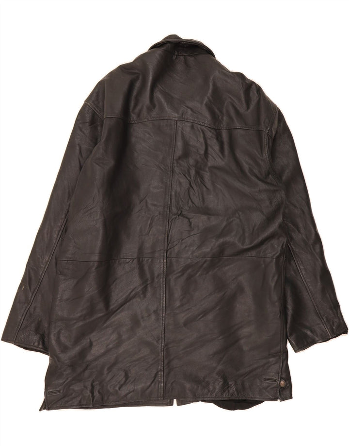 SARDAR Mens Leather Coat UK 40 Large Black Leather Vintage Sardar and Second-Hand Sardar from Messina Hembry 