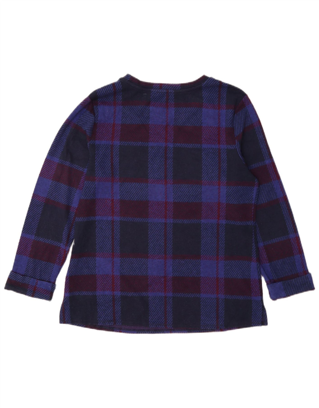 Marks & Spencer Womens Long Sleeve Blouse Top UK 12 Medium Navy Blue Check