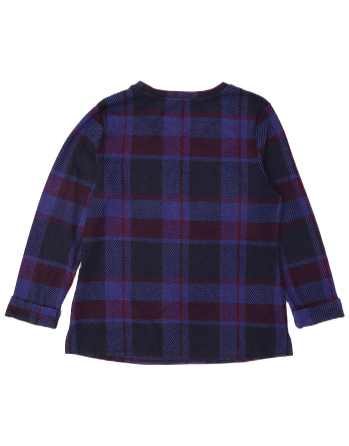 Marks & Spencer Womens Long Sleeve Blouse Top UK 12 Medium Navy Blue Check