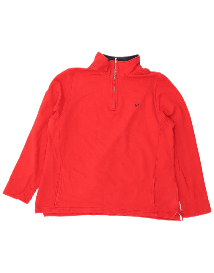 CREW CLOTHING Womens Oversized Zip Neck Sweatshirt Jumper UK 18 XL Red