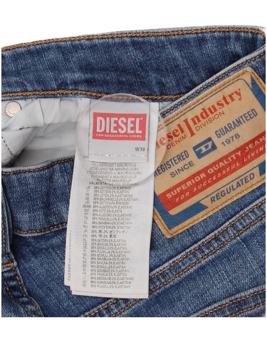 Diesel Mens Capri Jeans W30 L21 Blue Cotton