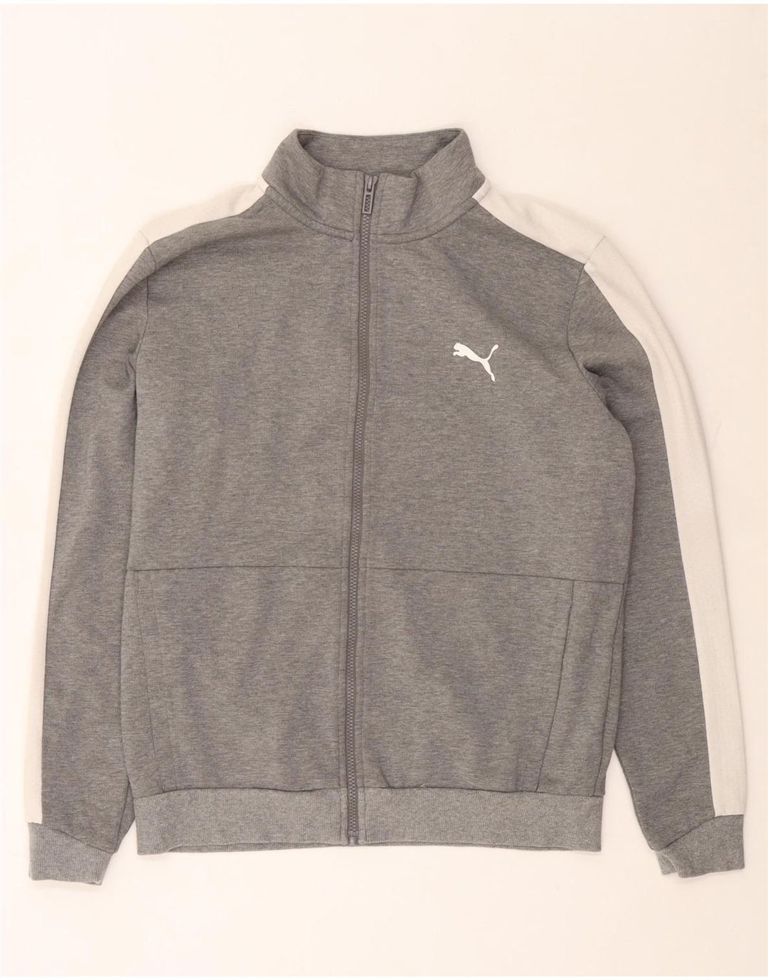 PUMA Mens Tracksuit Top Jacket Medium Grey Colourblock Cotton