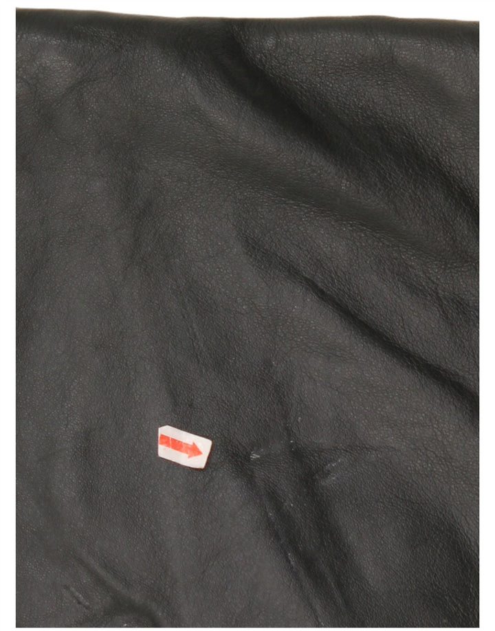 VINTAGE Mens Leather Waistcoat IT 56 2XL Khaki Leather