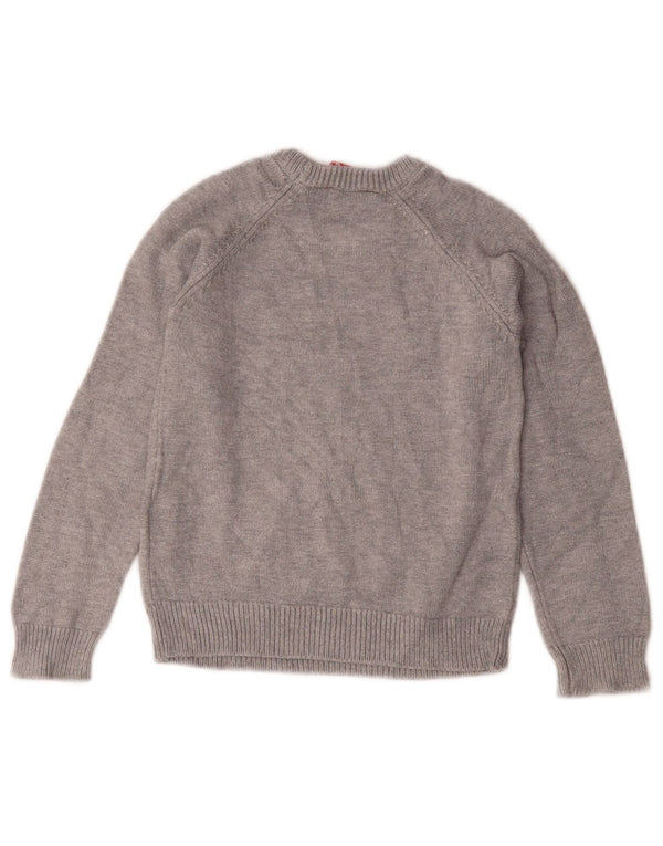 GUESS Girls Graphic Crew Neck Jumper Sweater 3-4 Years Grey Viscose
