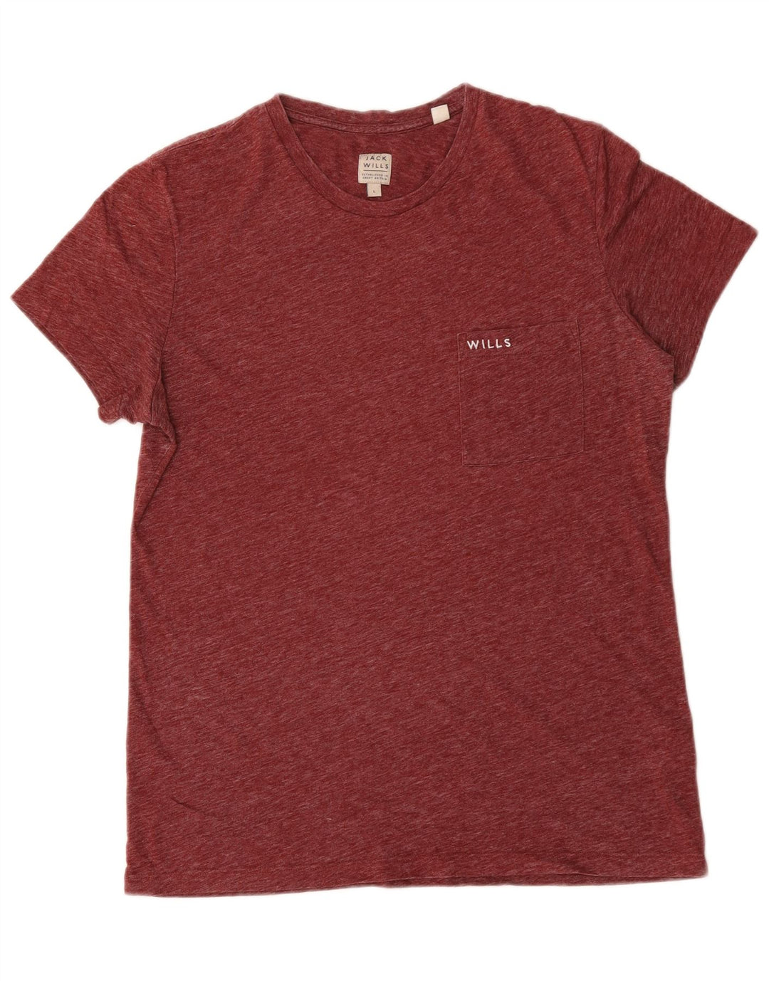 Jack Wills Mens T-Shirt Top Large Burgundy Flecked Polyester