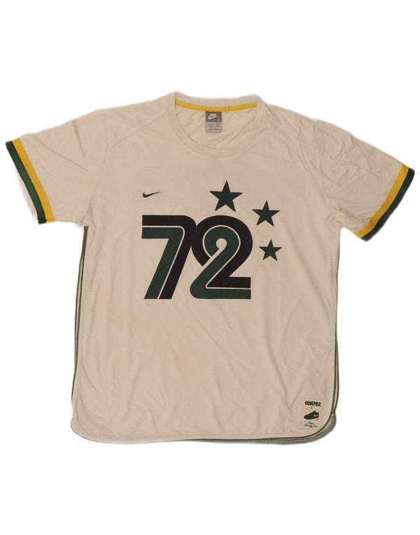 Nike Mens Graphic T-Shirt Top UK 42/44 Large Off White Cotton