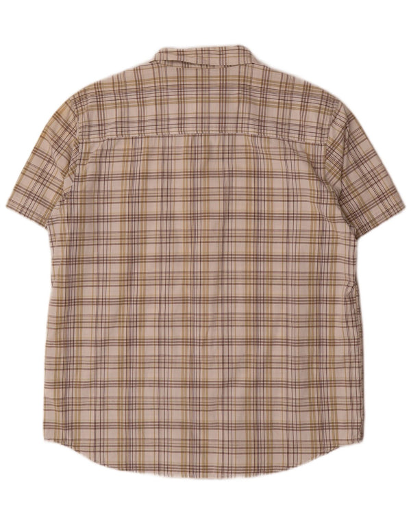 Wrangler Mens Short Sleeve Shirt Large Beige Check Cotton