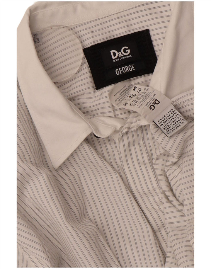 DOLCE & GABBANA Mens George Formal Shirt Size 17 43 XL White Striped