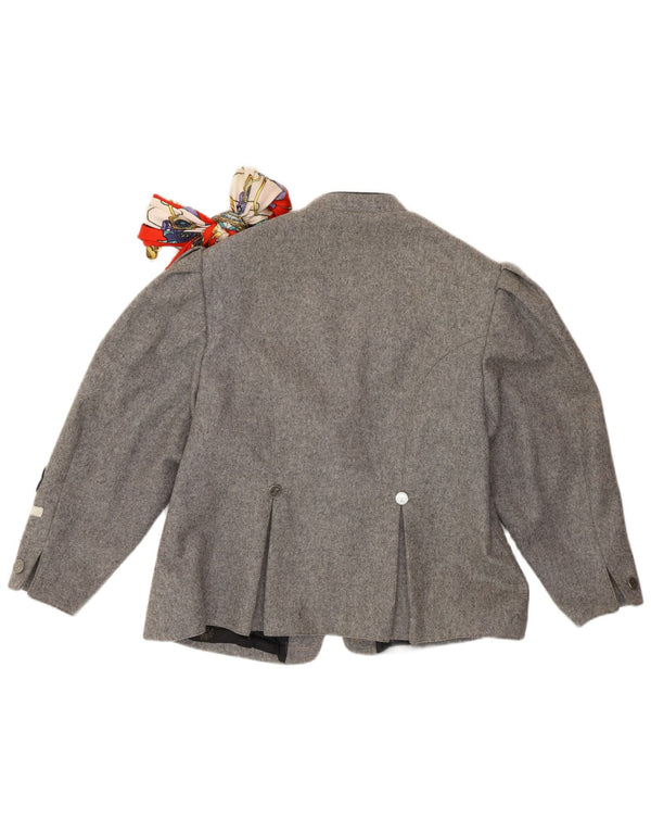 Vintage Womens Trachten 3/4 Sleeve Blazer Jacket UK 14 Medium Grey