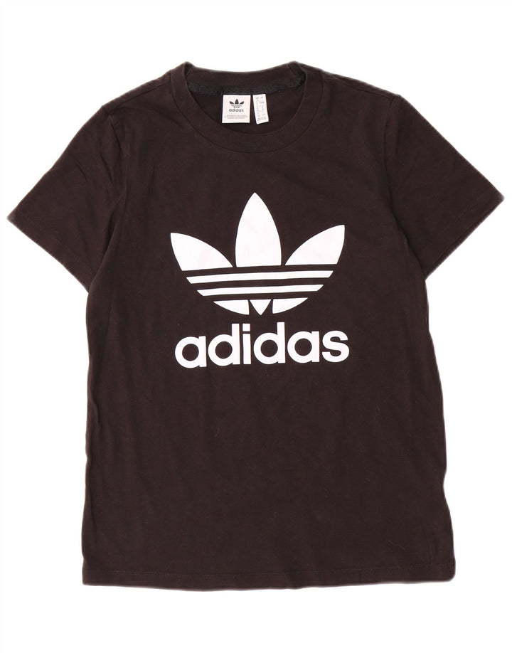 ADIDAS Womens Graphic T-Shirt Top UK 8 Small  Black Cotton
