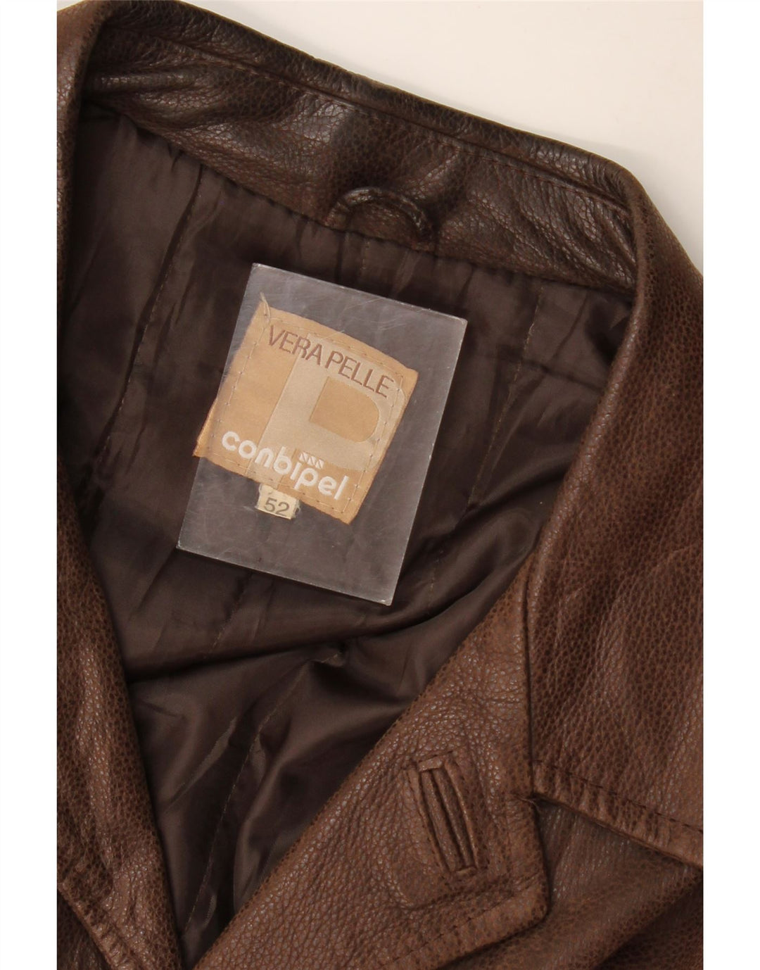 Conbipel Mens Leather Jacket IT 52 Large Brown Leather