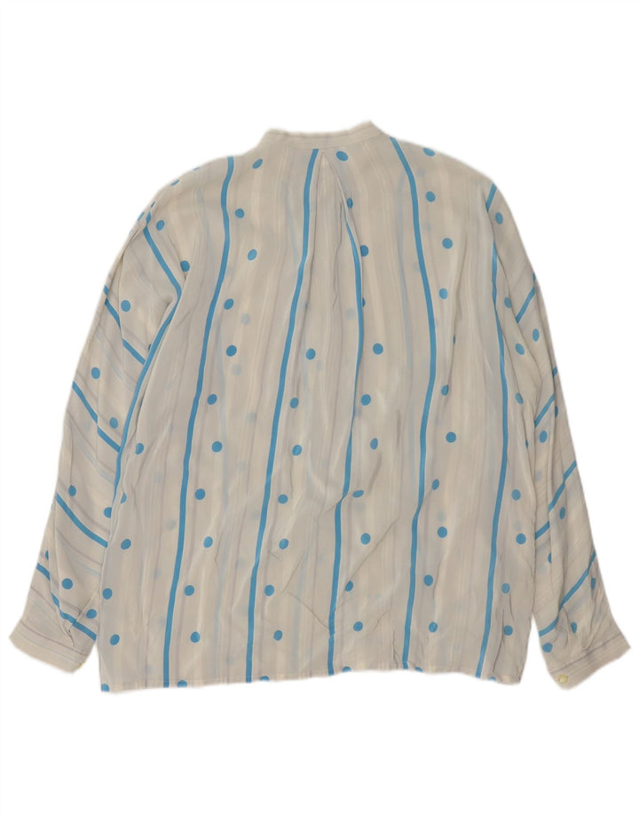 Vintage Womens Shirt Blouse UK 16 Large White Polka Dot