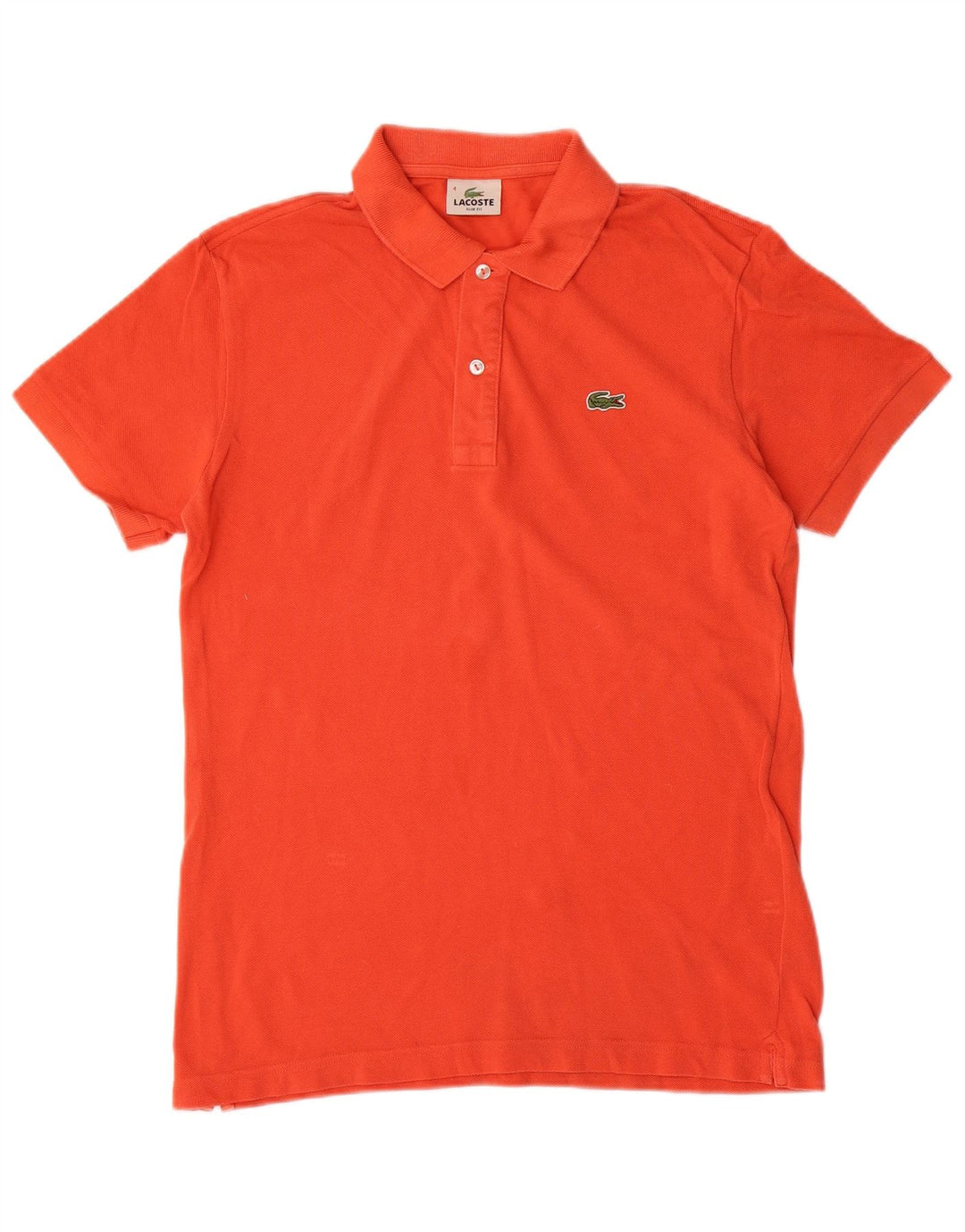 LACOSTE Mens Slim Fit Polo Shirt Size 4 Medium Orange Cotton