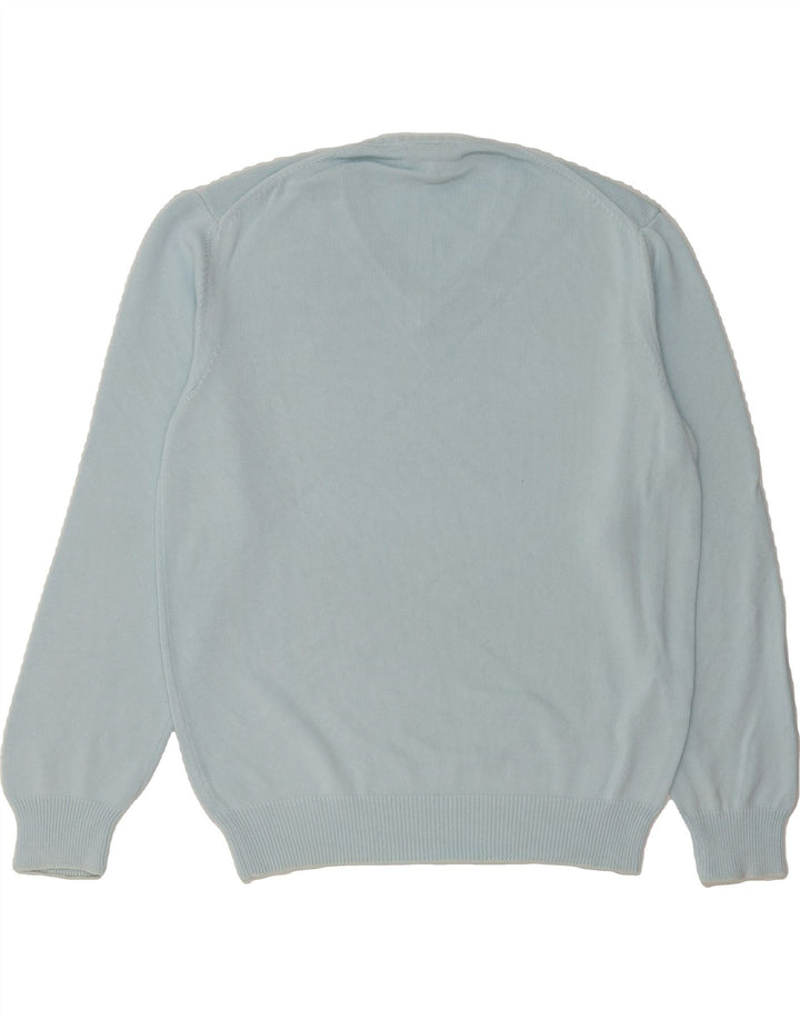 HENRY COTTONS Mens V-Neck Jumper Sweater Medium Blue Cotton Vintage Henry Cottons and Second-Hand Henry Cottons from Messina Hembry 