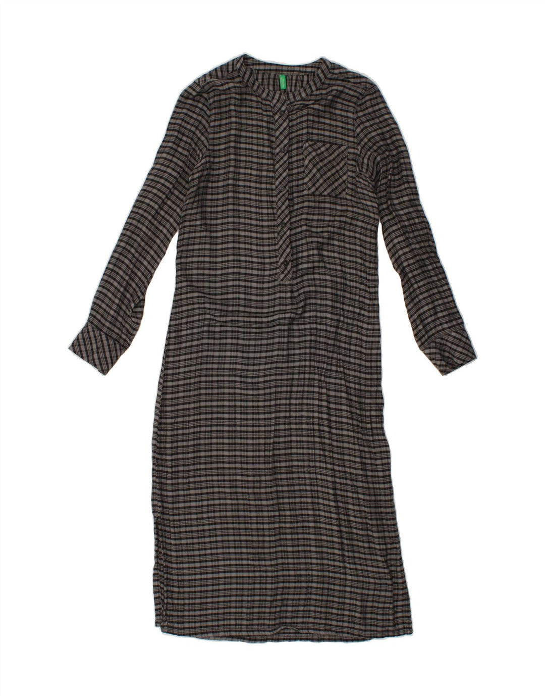 BENETTON Womens Pullover Shirt Dress UK 6 XS Grey Check Modal Vintage Benetton and Second-Hand Benetton from Messina Hembry 