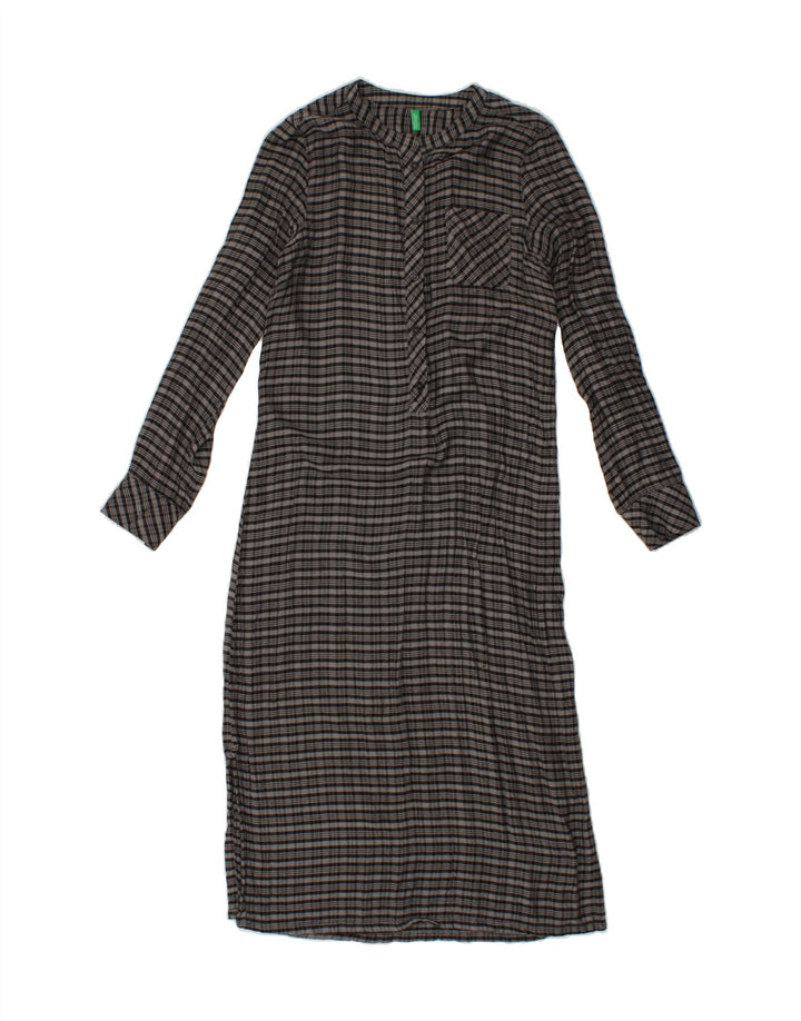 BENETTON Womens Pullover Shirt Dress UK 6 XS Grey Check Modal Vintage Benetton and Second-Hand Benetton from Messina Hembry 