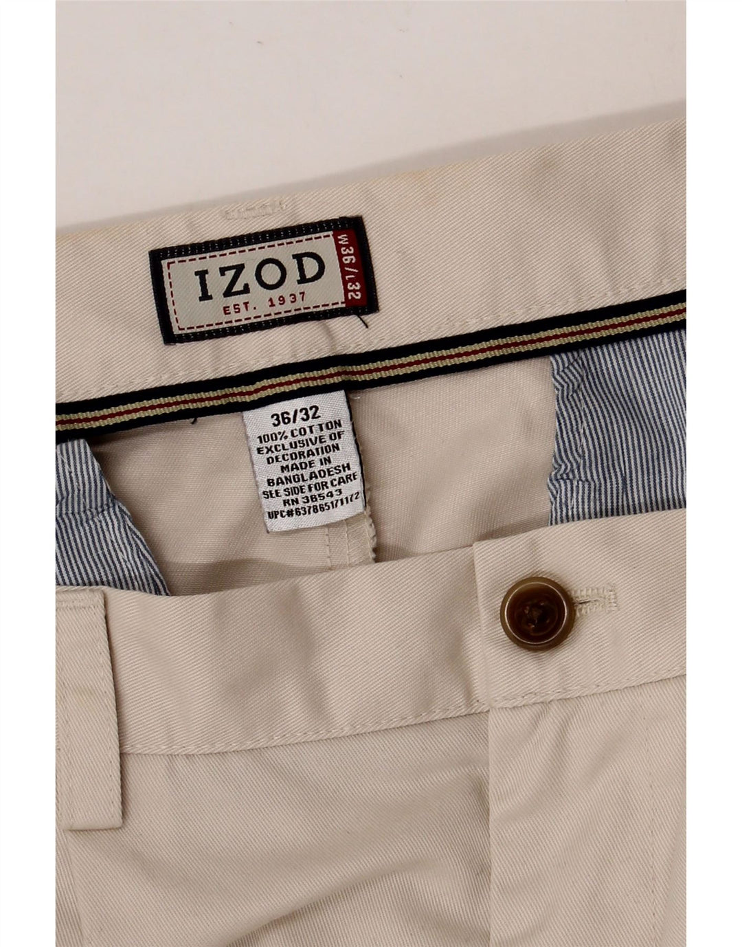 IZOD Mens Pegged Chino Trousers W36 L32 Beige Cotton