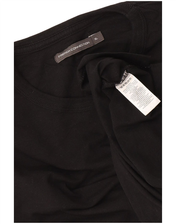 French Connection Mens Top Long Sleeve XL Black Cotton