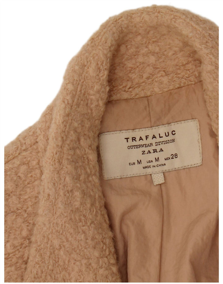 ZARA Womens Trafaluc Double Breasted Coat UK 14 Medium Beige