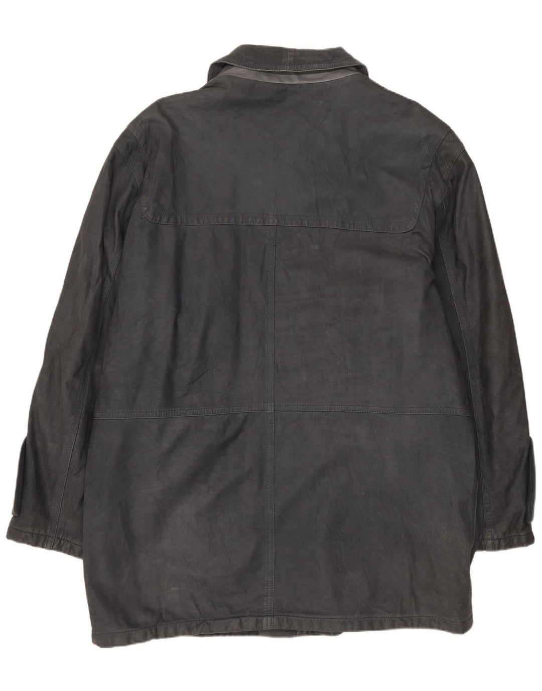 Blue Duck Mens Leather Coat IT 50 Large Navy Blue