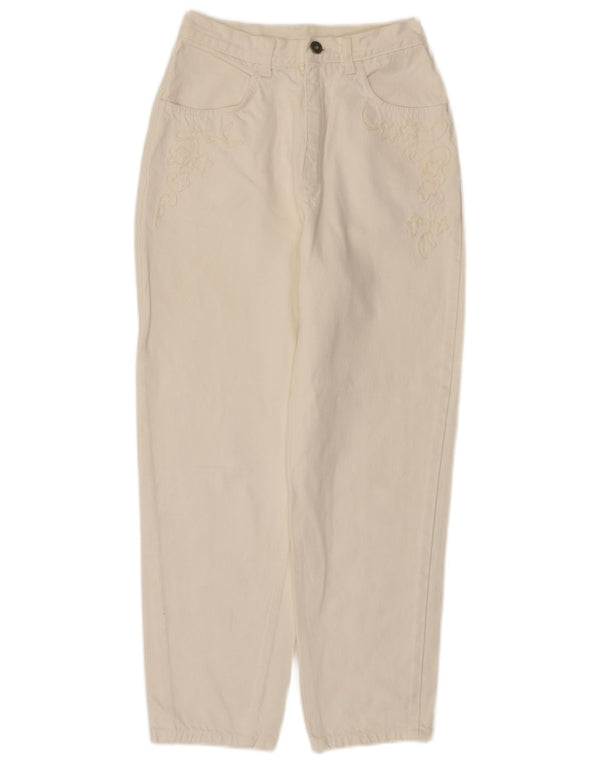 STEFANEL Womens High Waist Jeans IT 44 Medium W24 L27 Off White Cotton