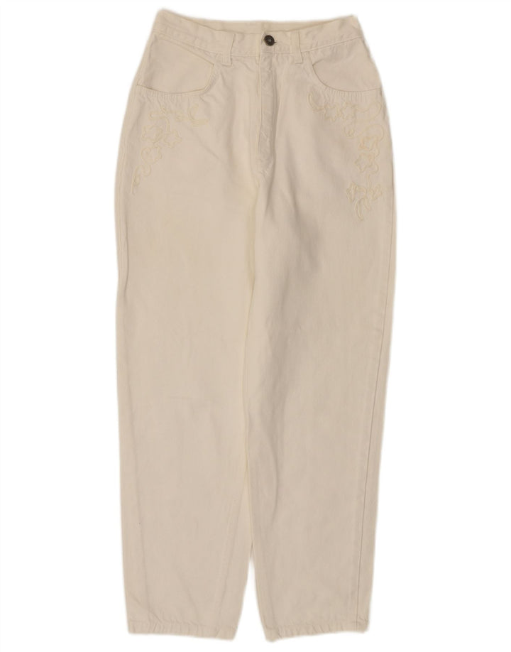 STEFANEL Womens High Waist Jeans IT 44 Medium W24 L27 Off White Cotton