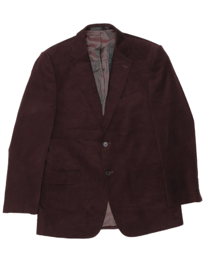 Marks & Spencer Mens 2 Button Blazer Jacket UK 40 Medium Maroon Polyester