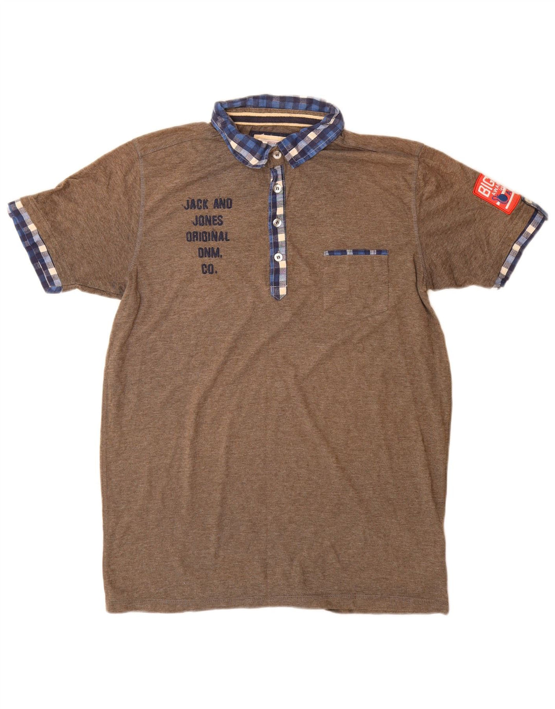 Jack & Jones Mens Graphic Polo Shirt XL Brown Polyester