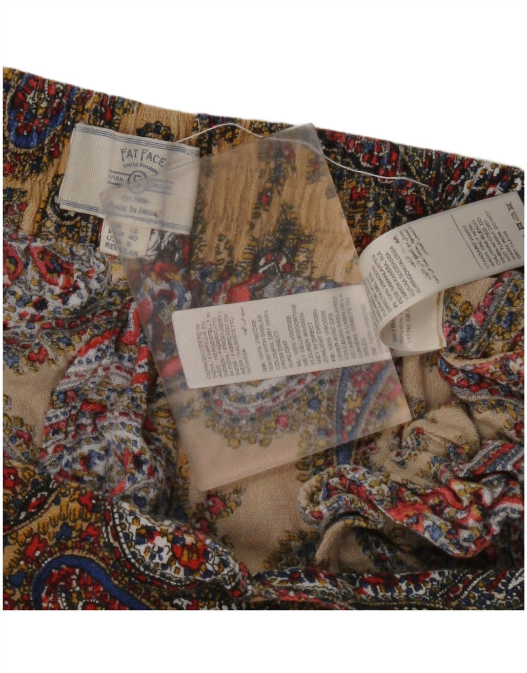 FAT FACE Womens High Waist Trousers UK 12 Medium W30 L27 Multicoloured