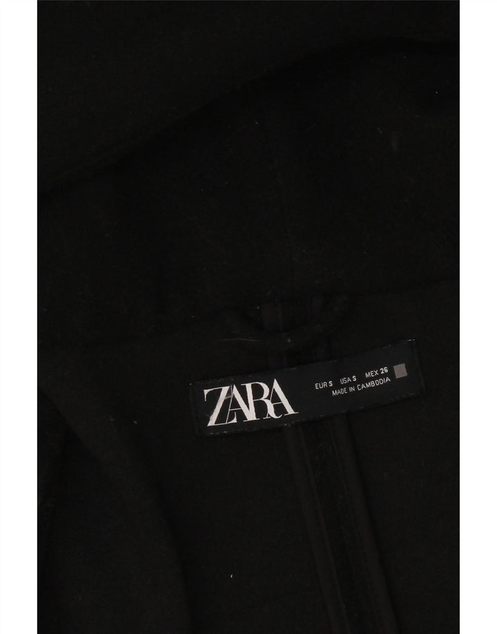 Zara Womens Hooded Oversized Overcoat UK 10 Small Black