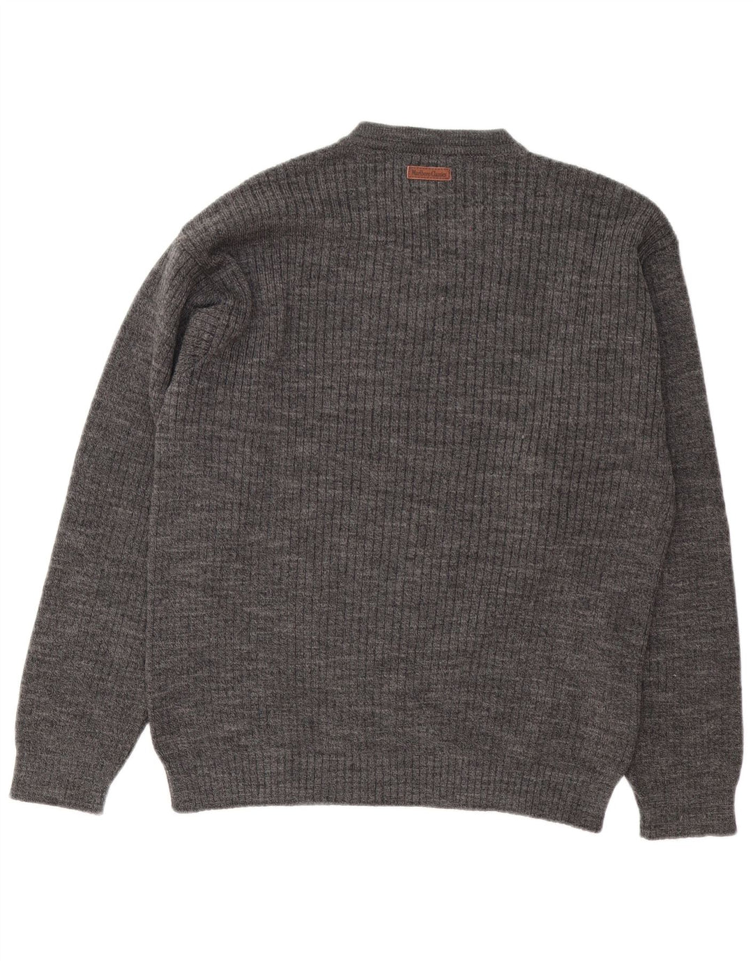 Marlboro Classics Mens V-Neck Jumper Sweater Large Grey Wool
