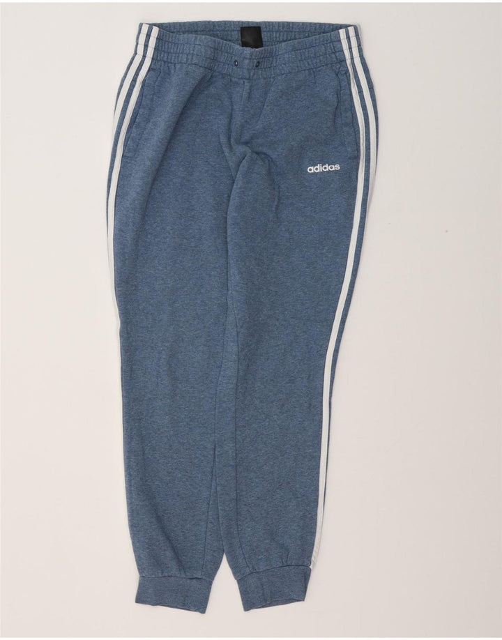 ADIDAS Womens Tracksuit Trousers Joggers UK 12/14 Medium Blue Cotton