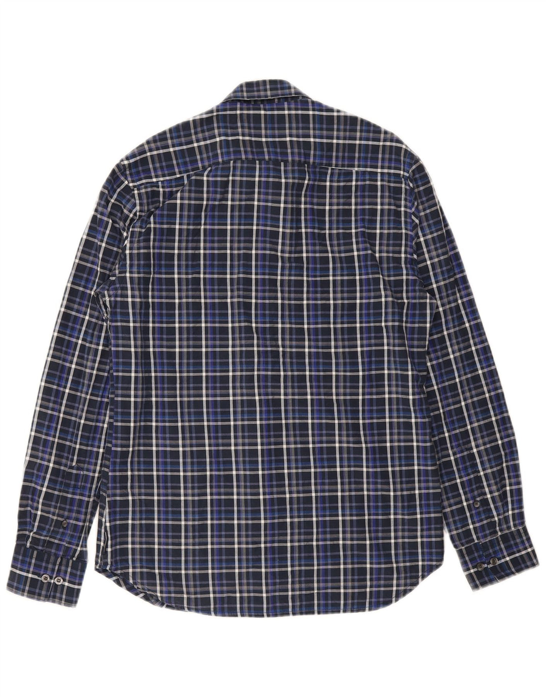French Connection Mens Shirt Medium Navy Blue Check Cotton