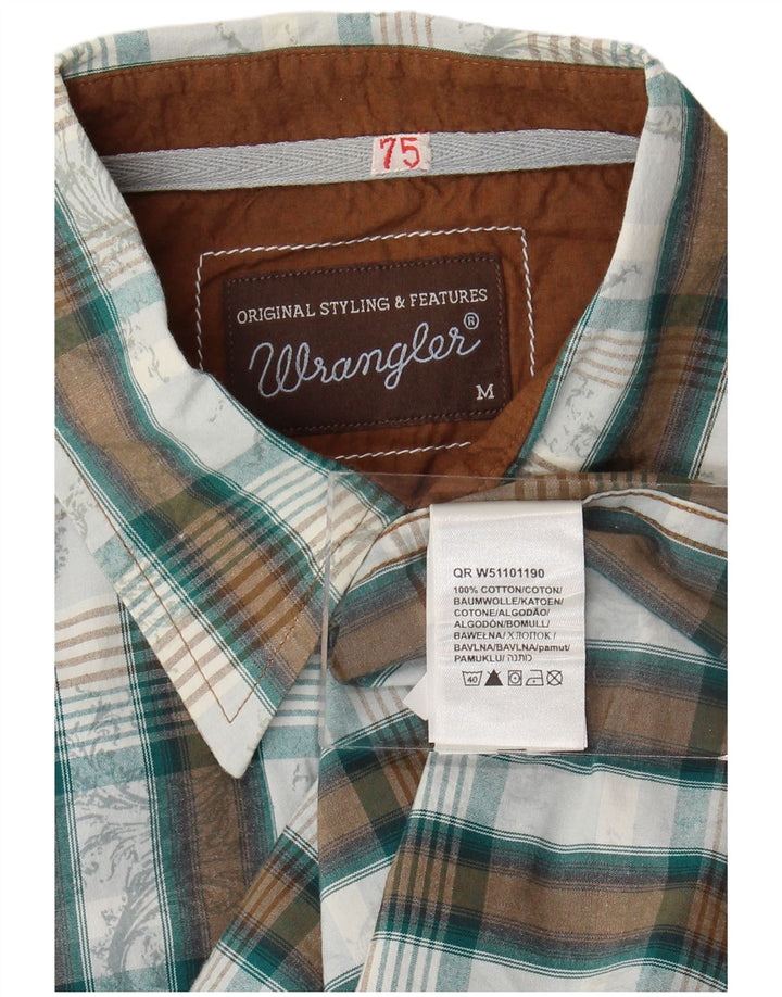 Wrangler Mens Shirt Medium Green Check Cotton