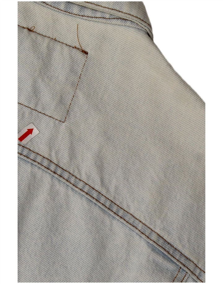 RIFLE Womens Crop Oversized Denim Jacket UK 10 Small Blue Cotton