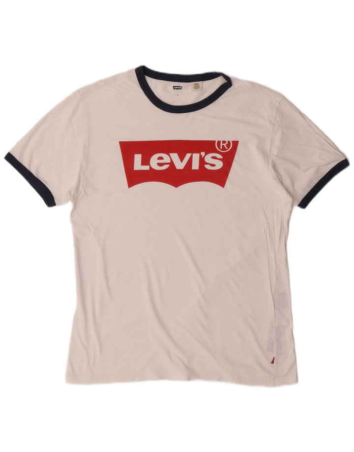 LEVI'S Mens Graphic T-Shirt Top Medium White Cotton Classic