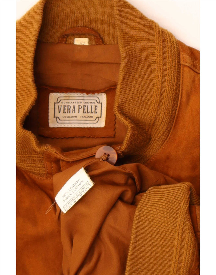 Vintage Mens Suede Bomber Jacket IT 52 Large Beige Leather