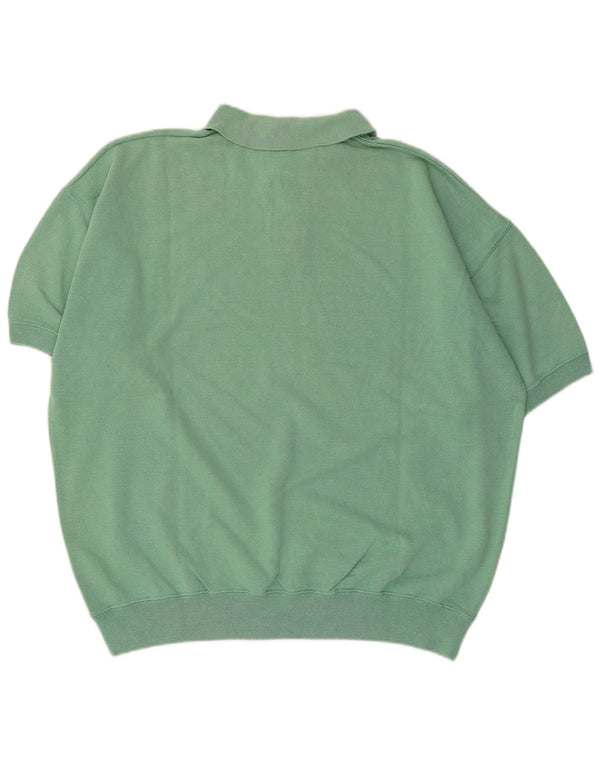 Champion Mens Short Sleeve Polo Neck Sweatshirt Jumper 2XL Turquoise Cotton