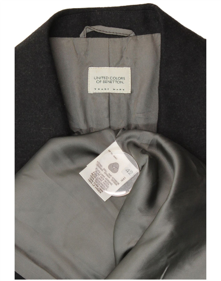 BENETTON Womens 2 Button Blazer Jacket IT 42 Medium Black New Wool