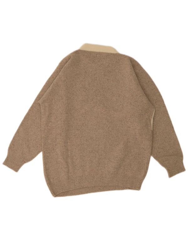 Vintage Womens Crew Neck Jumper Sweater UK 16 Large Green Floral Wool