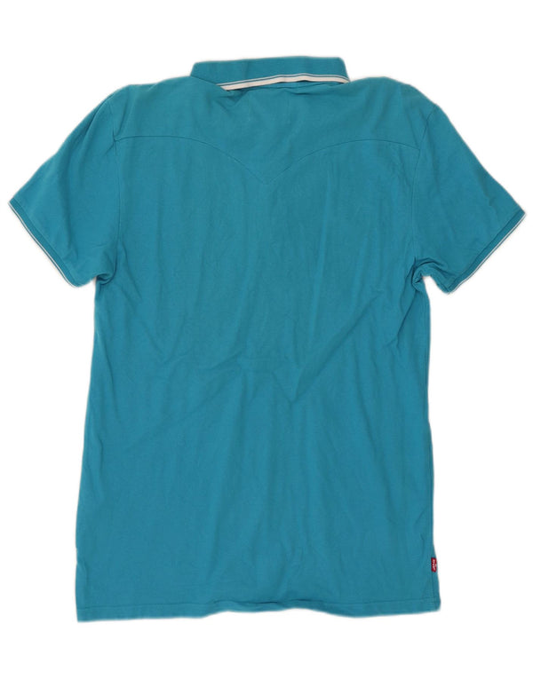 LEVI'S Mens Slim Fit Polo Shirt Large Blue Cotton