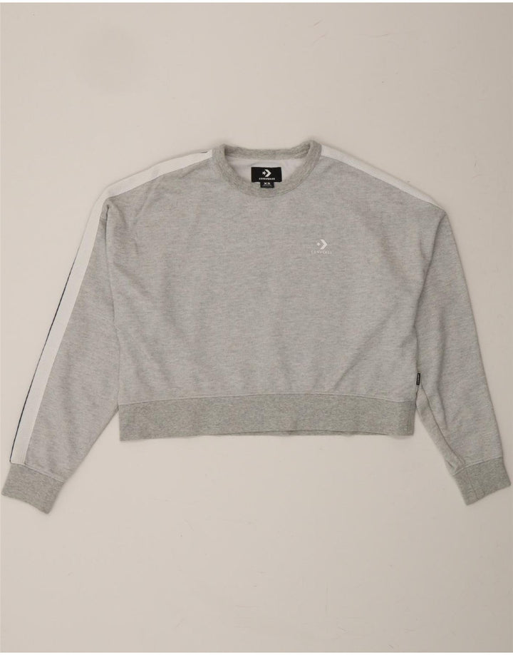 CONVERSE Womens Crop Sweatshirt Jumper UK 6 XS Grey Vintage Converse and Second-Hand Converse from Messina Hembry 
