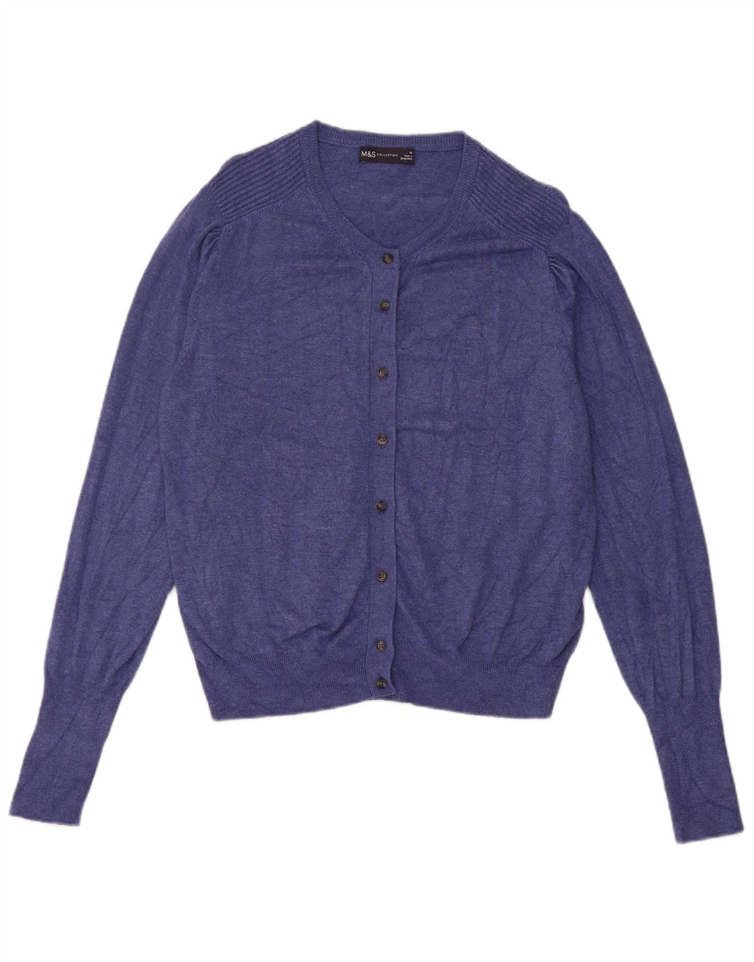 Marks & Spencer Womens Cardigan Sweater UK 14 Medium Blue Viscose