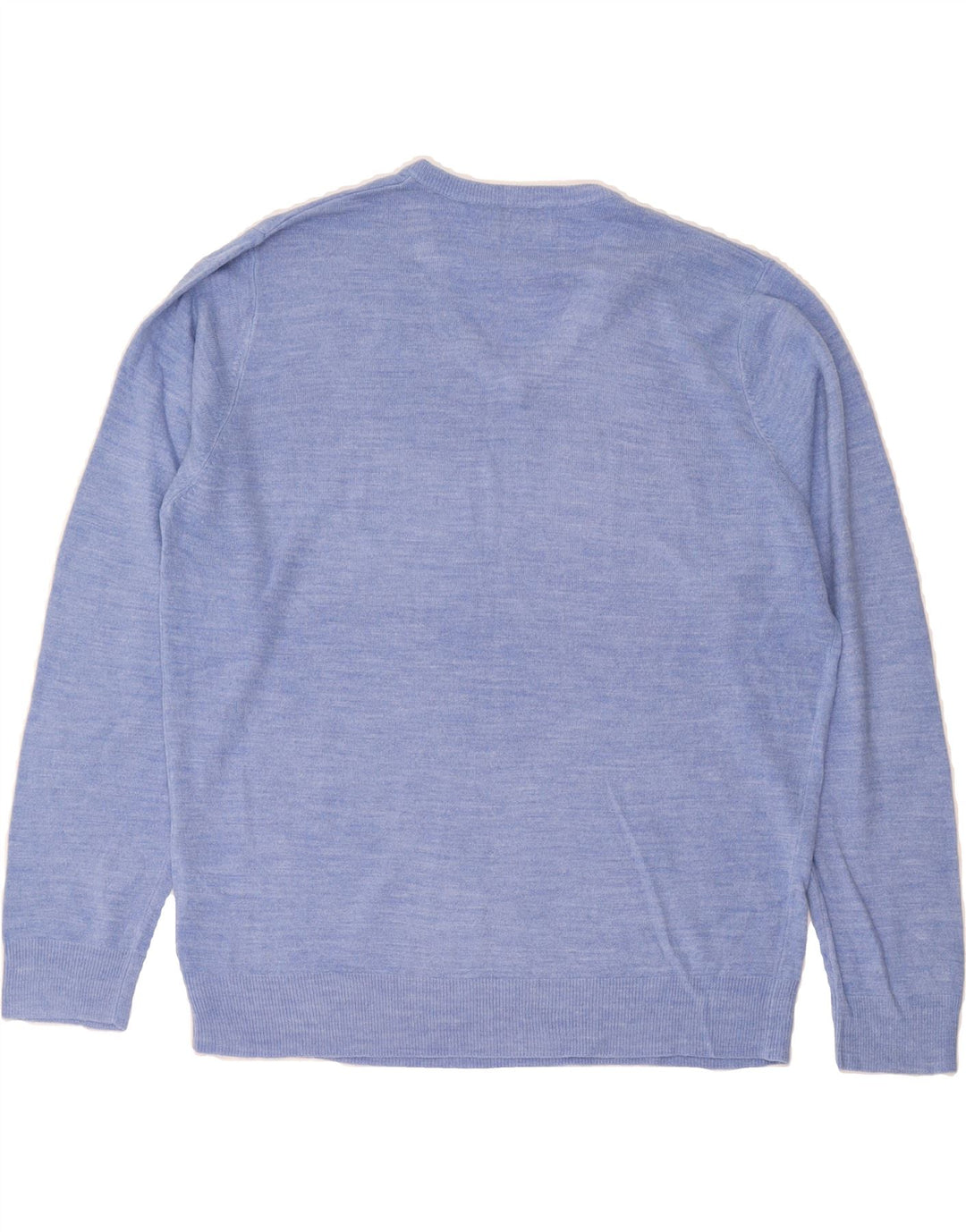 MARKS & SPENCER Mens Regular Fit V-Neck Jumper Sweater Large Blue Acrylic Vintage Marks & Spencer and Second-Hand Marks & Spencer from Messina Hembry 