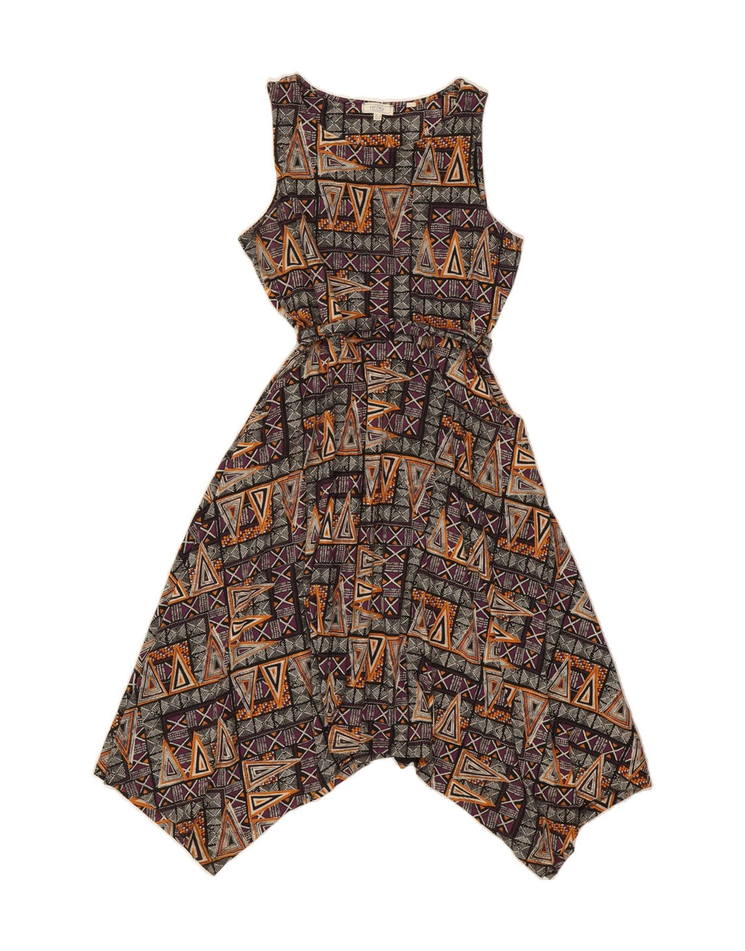 FAT FACE Womens Sleeveless Maxi Dress UK 12 Medium Multicoloured Geometric Vintage Fat Face and Second-Hand Fat Face from Messina Hembry 